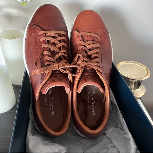 Cole Haan Grand Pro Tennis brown leather and white sole sneakers - Picture 8 of 8